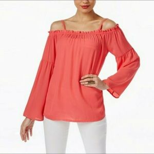 NWT INC Off Shoulder Bell Sleeve Blouse